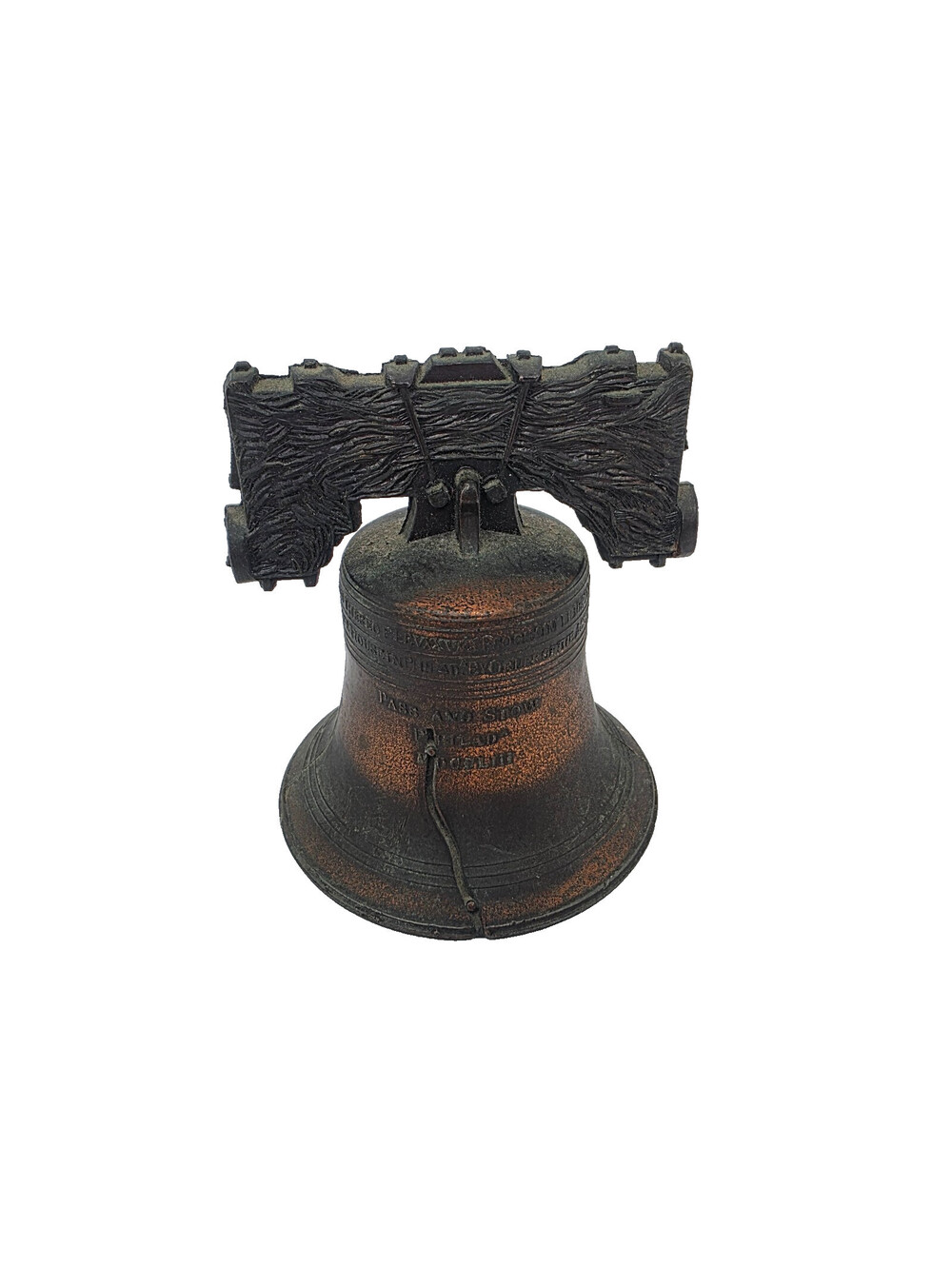Vintage "Liberty Bell" Pass and Stow Cast Metal & Copper Washed Replica 3" Tall